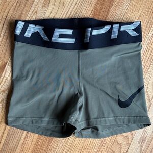 Nike small Olive Green Performance Compression Shorts with Black Waistband